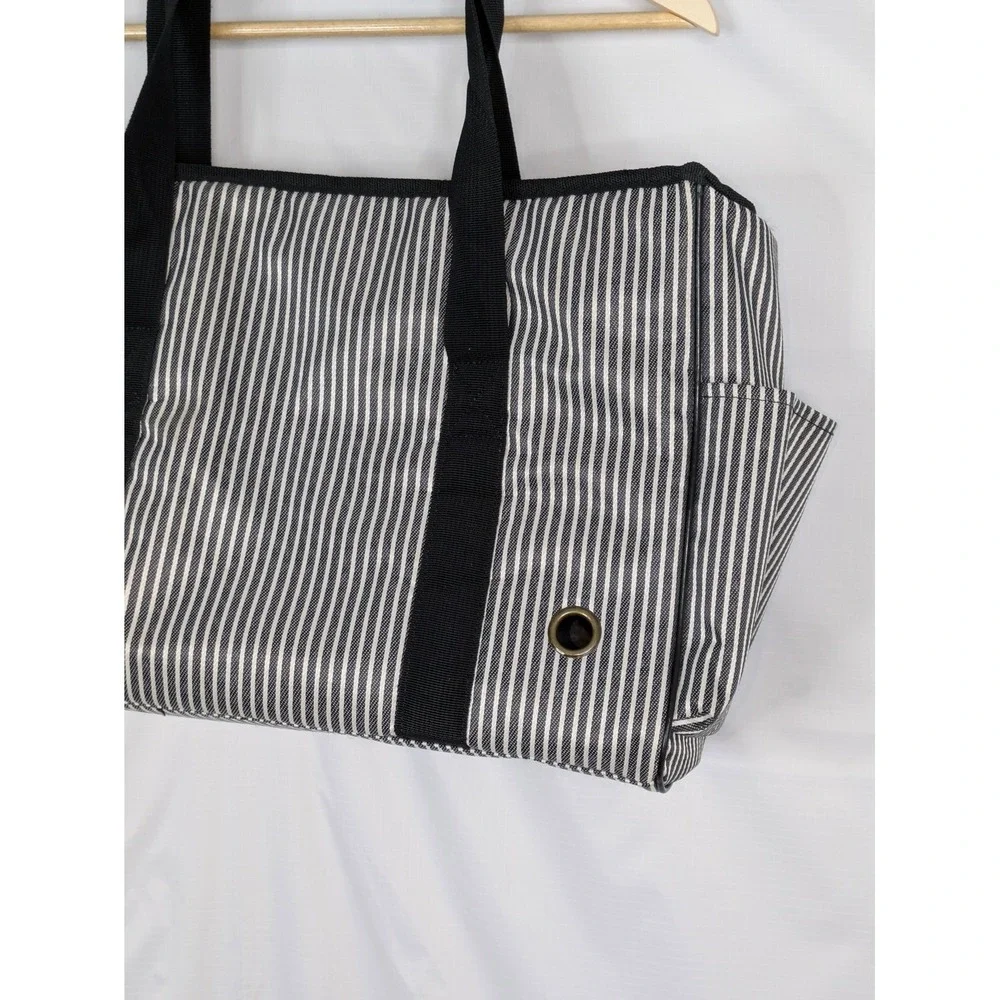 DO DO PET Soft Sided Pet Carrier Dog Cat Travel Bag Black Stripe Medium